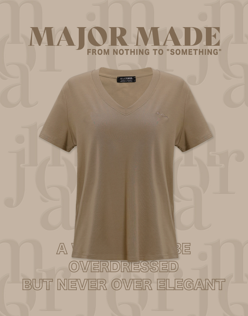 V領柔軟刺繡基本款短T