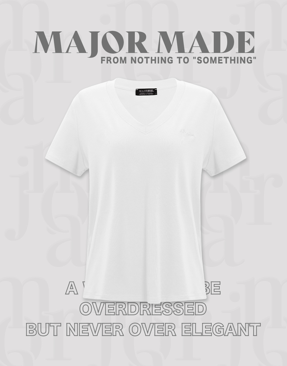 V領柔軟刺繡基本款短T