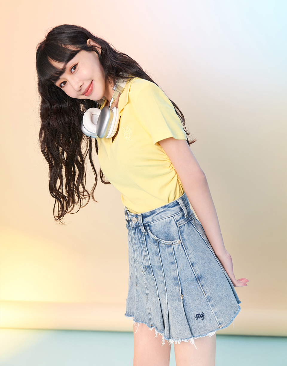 鎖鏈字抓皺V領POLO衫