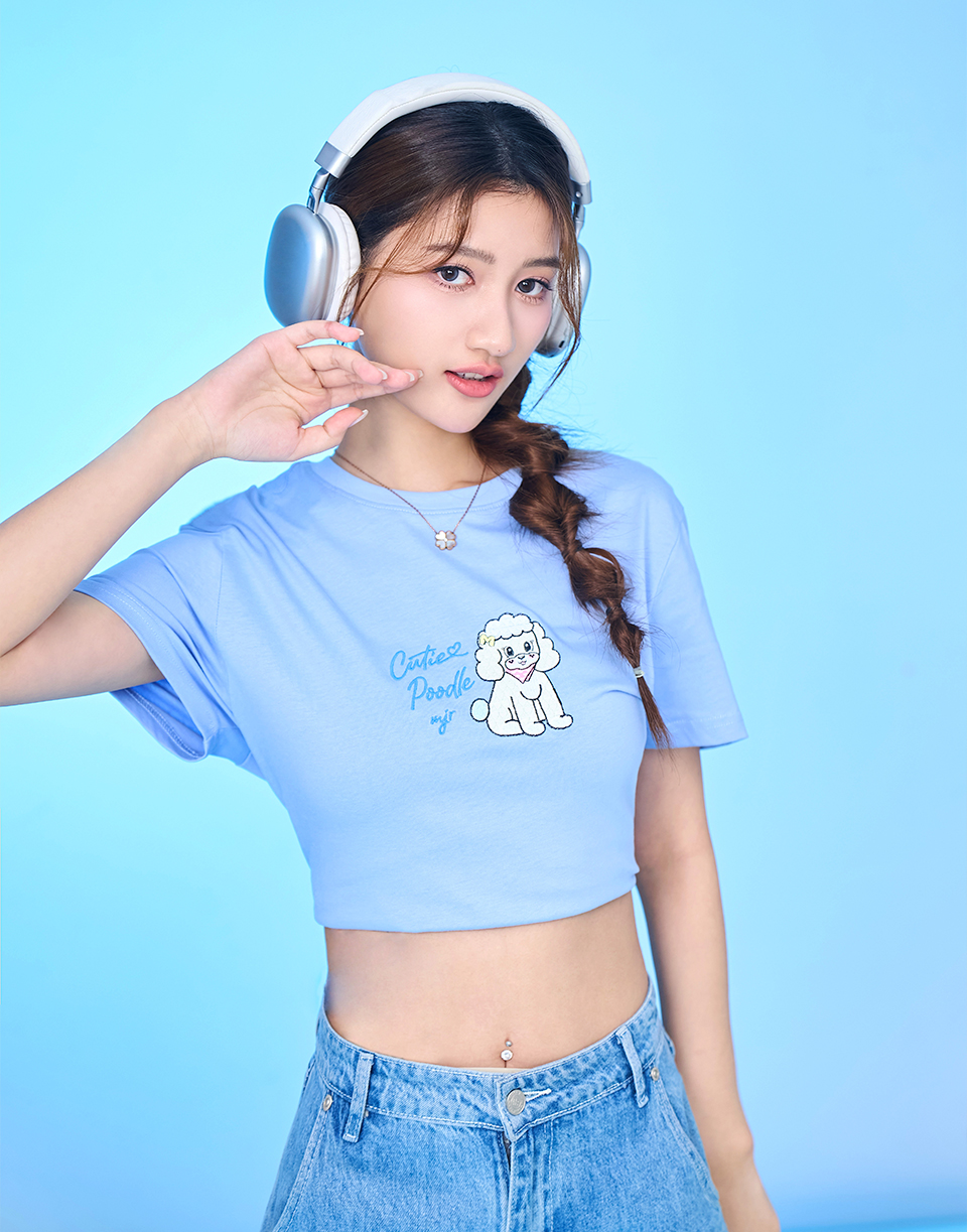 貴賓狗勾刺繡基本短T