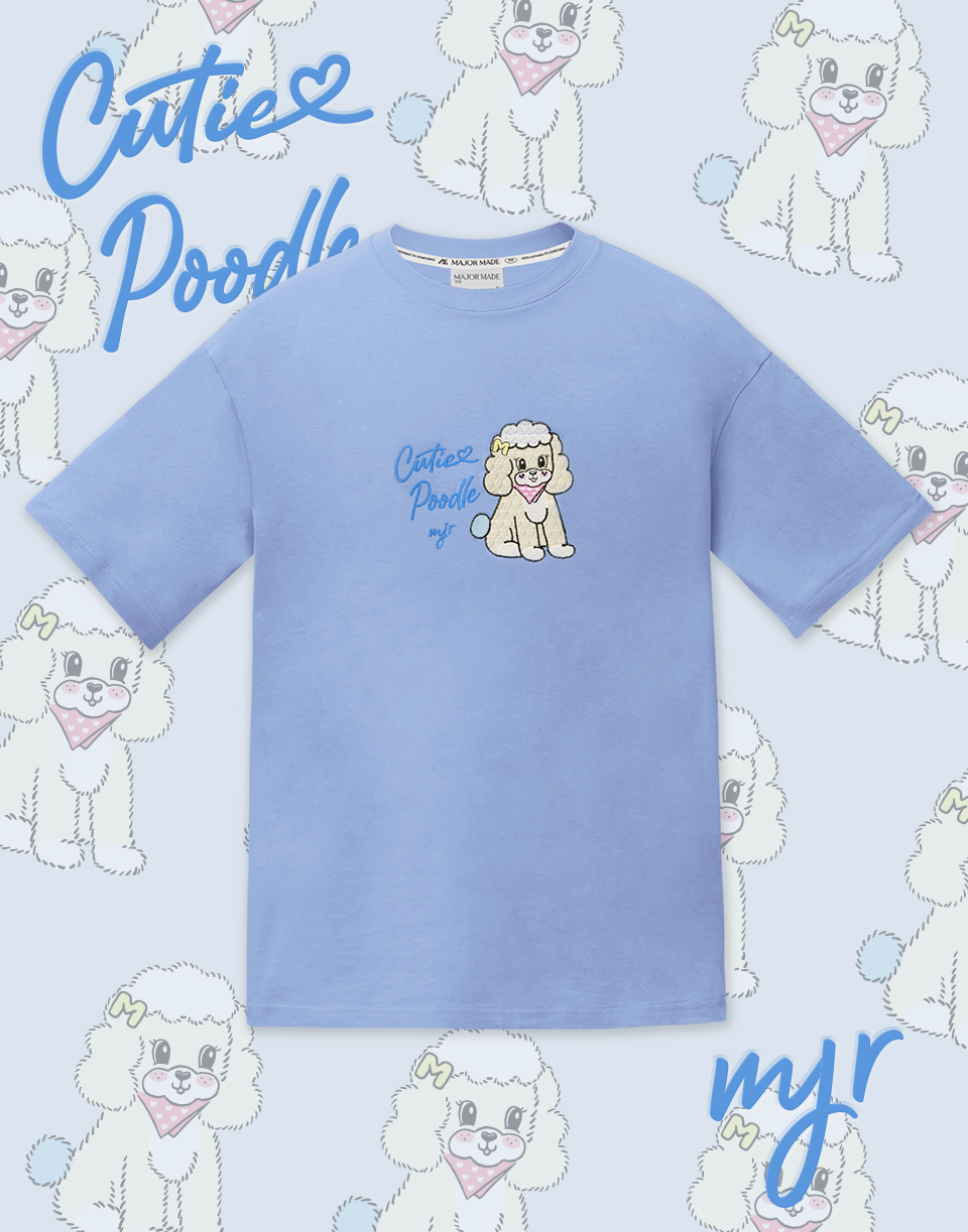 貴賓狗勾刺繡基本短T