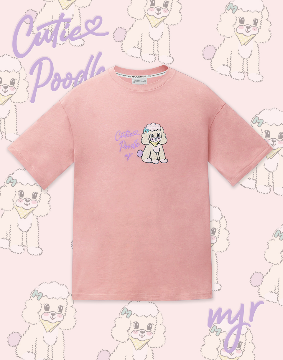 貴賓狗勾刺繡基本短T