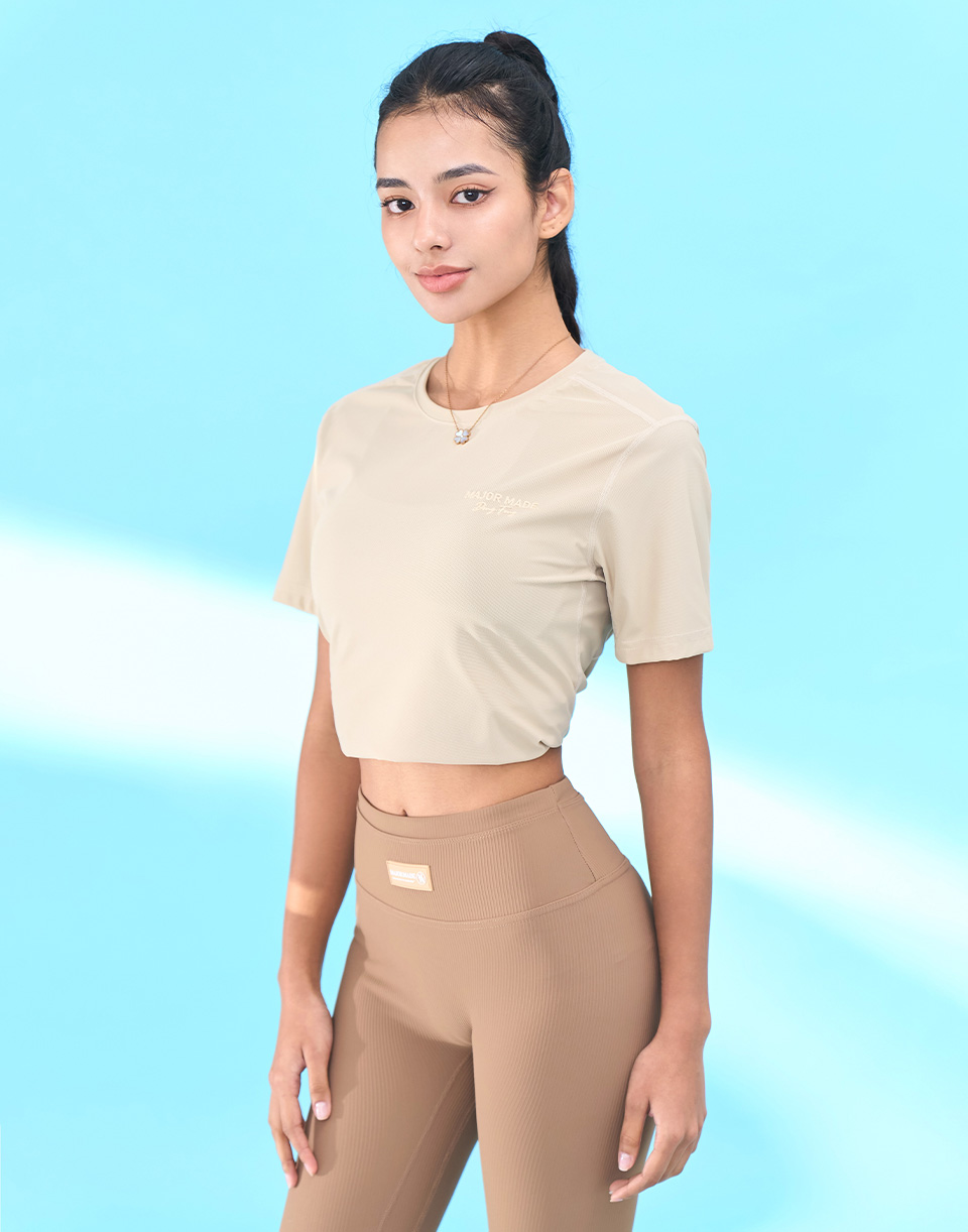 立體字母格狀透氣涼感T