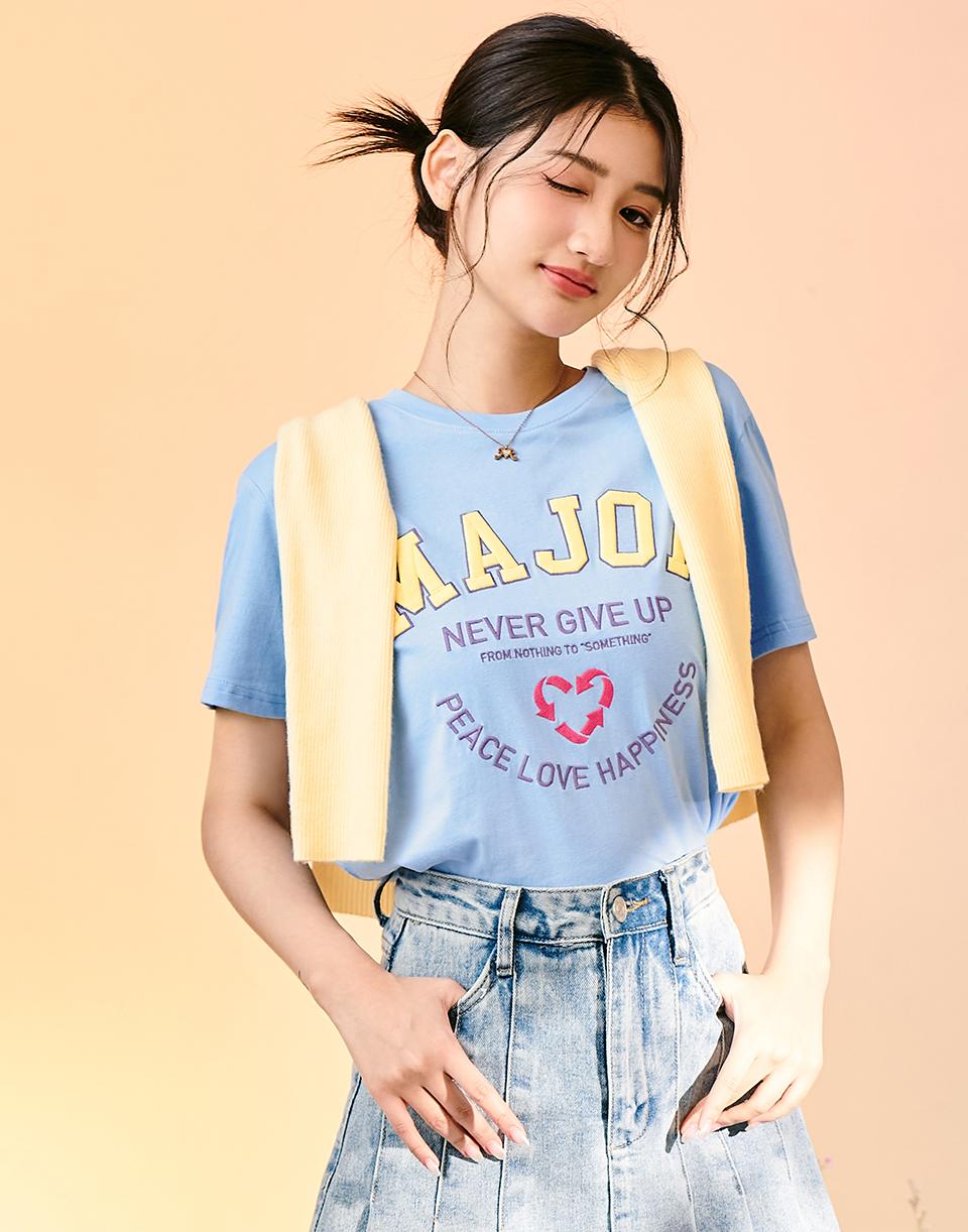 回收小愛心文字刺繡基本款T