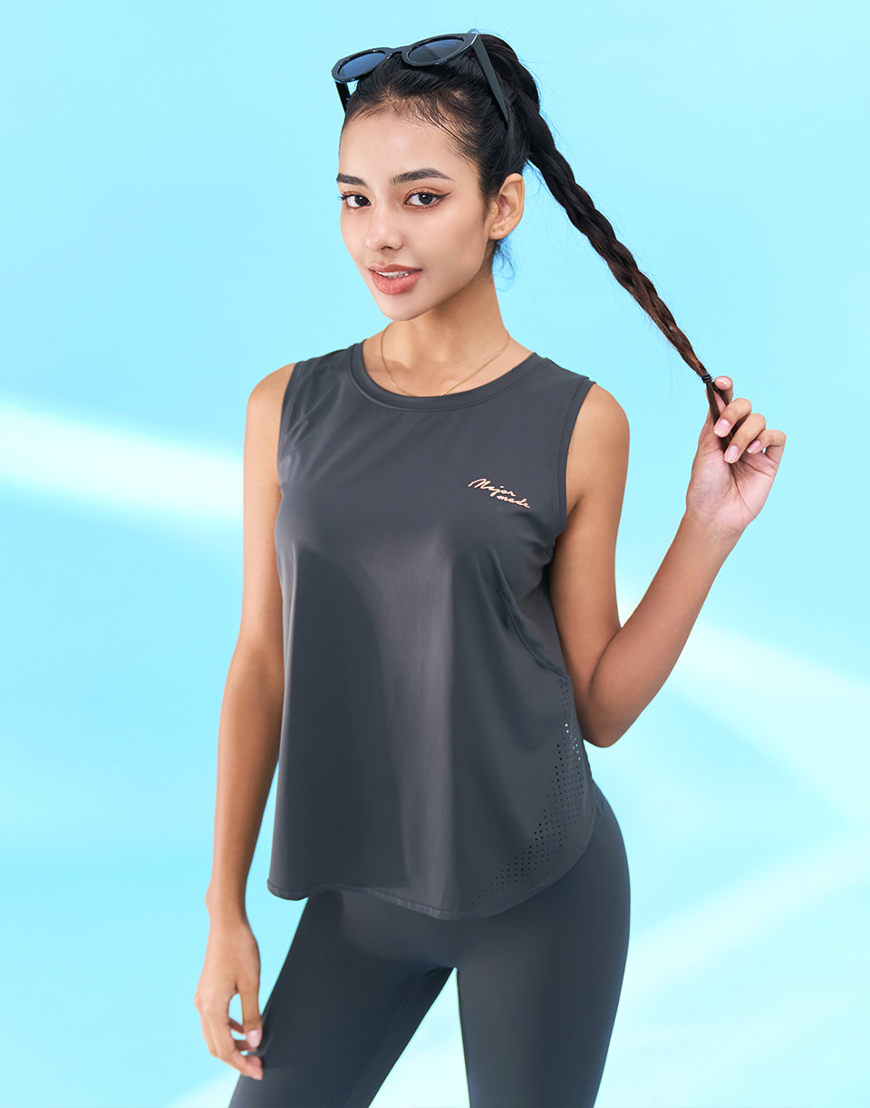 彈力燙金運動涼感背心
