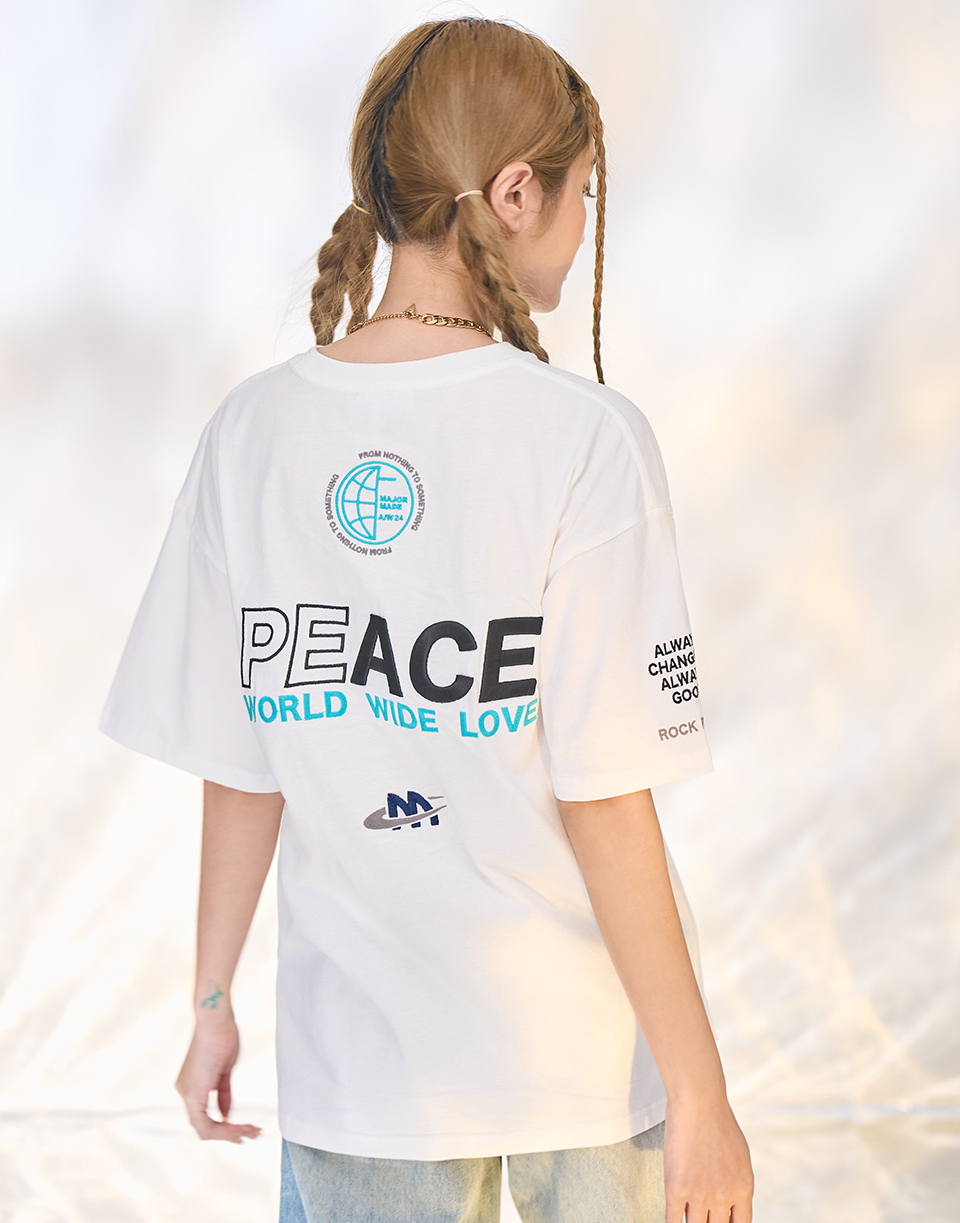 PEACE地球刺繡短TEE
