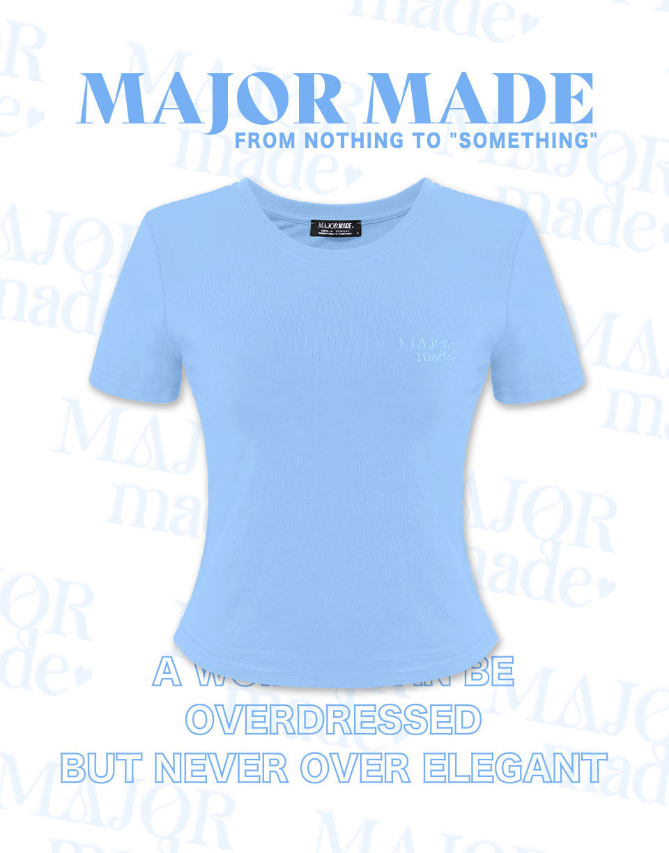 圓領中短版字母大彈力短T