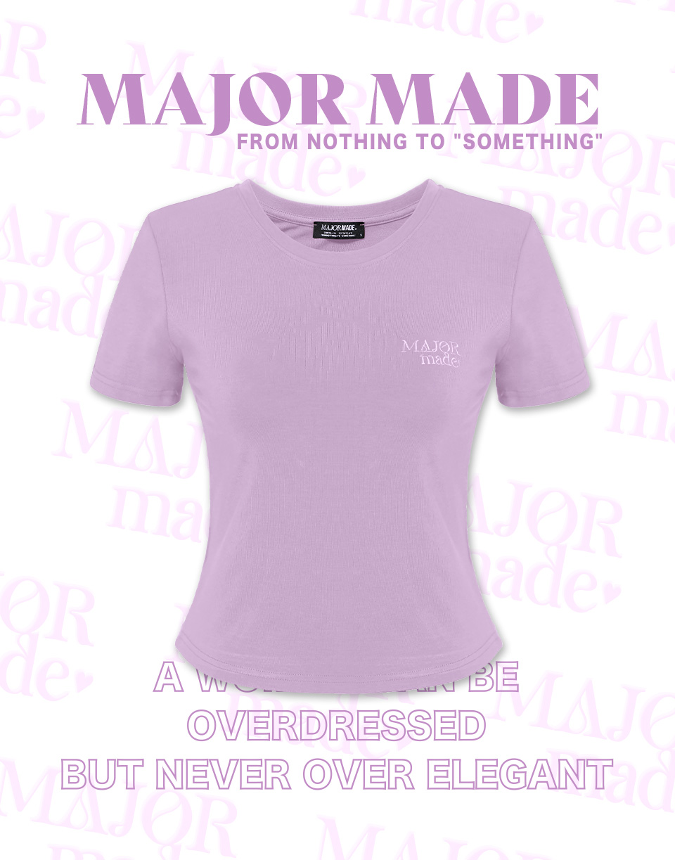 圓領中短版字母大彈力短T