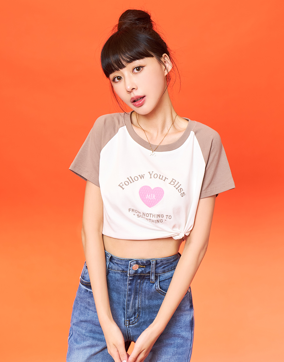 MJR愛心接袖短版T'