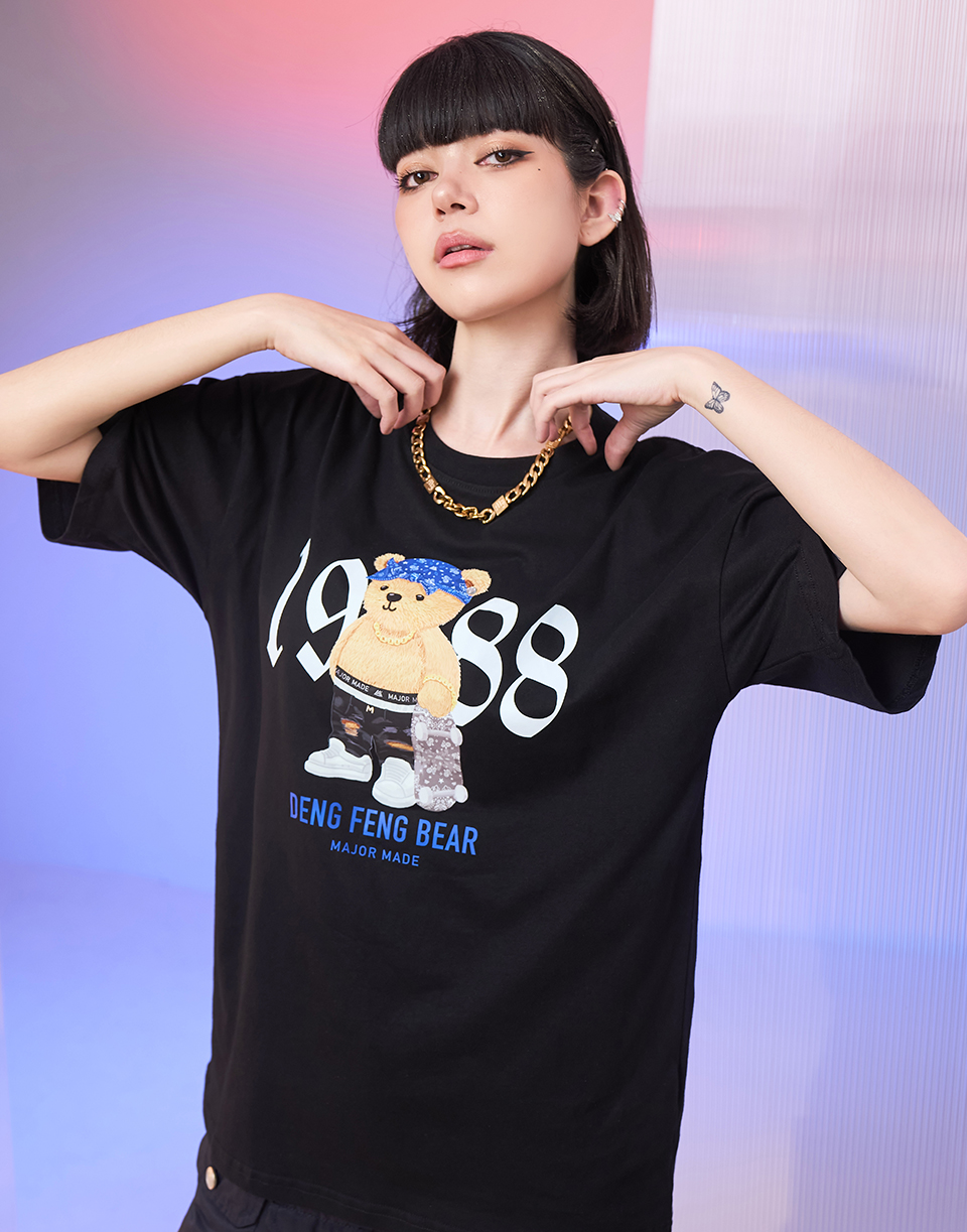 西海岸登峰小熊滑板短T