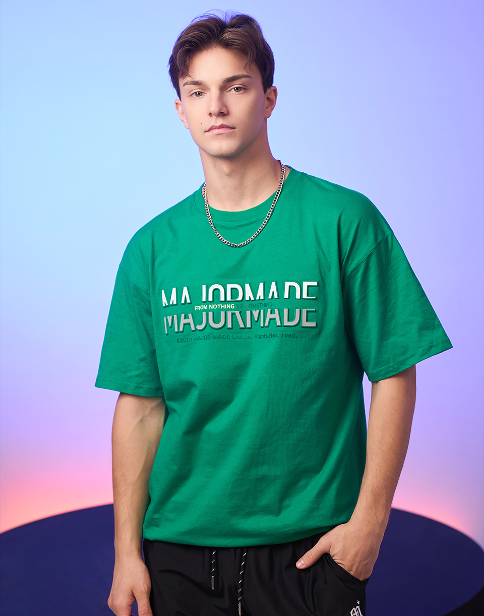 MAJOR分割凸膠壓印短T