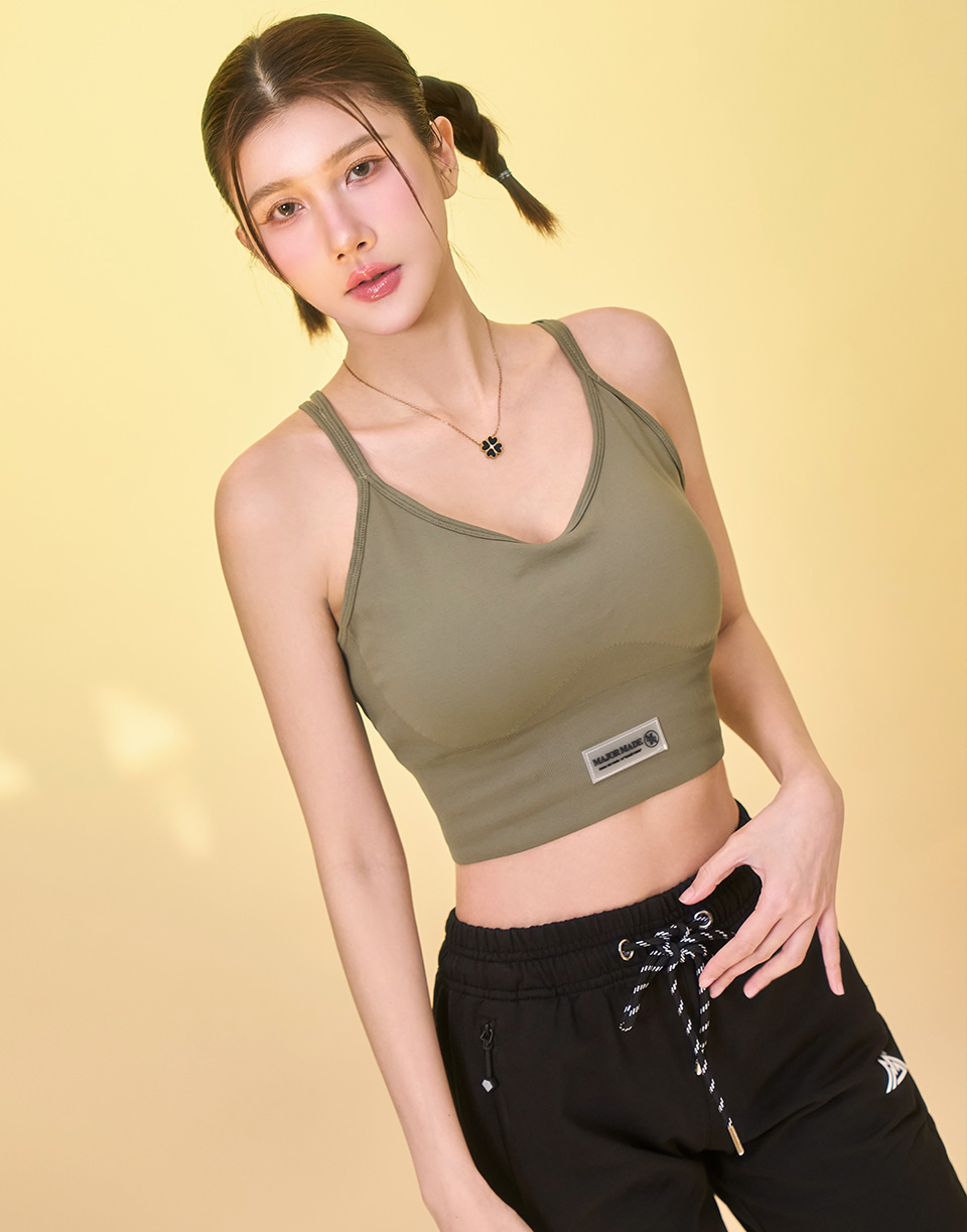 雙線條後背交叉彈力背心