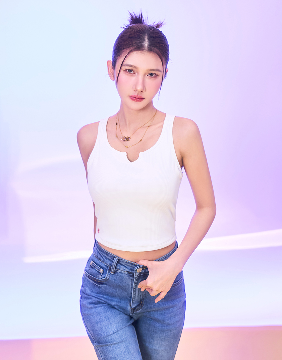 雙材質棉柔時髦彈力背心