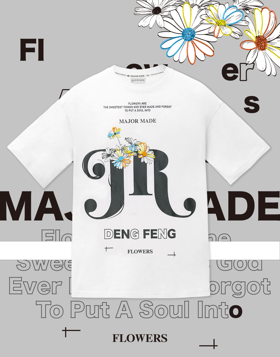 花卉鏈目繡短TEE