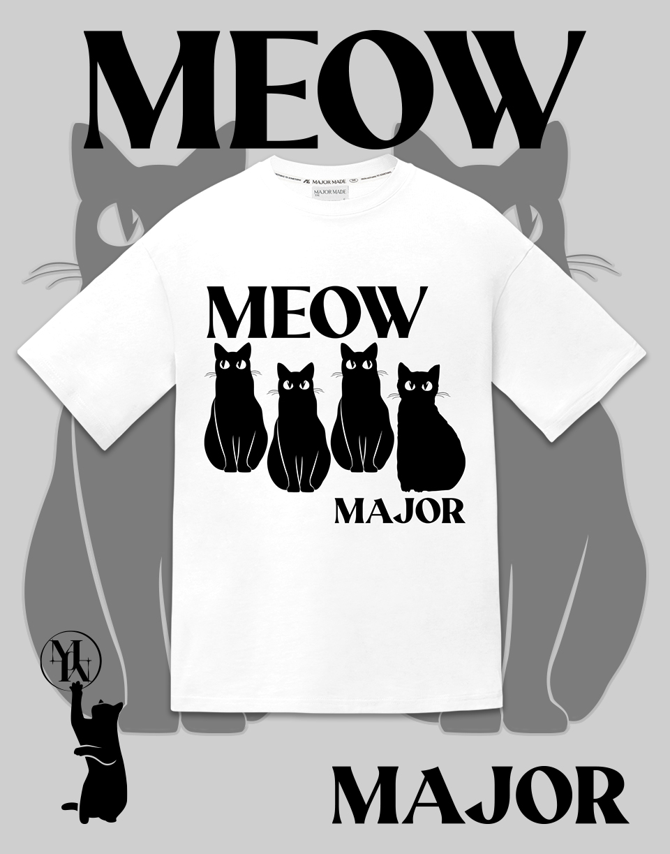 四隻黑貓咪膠短TEE