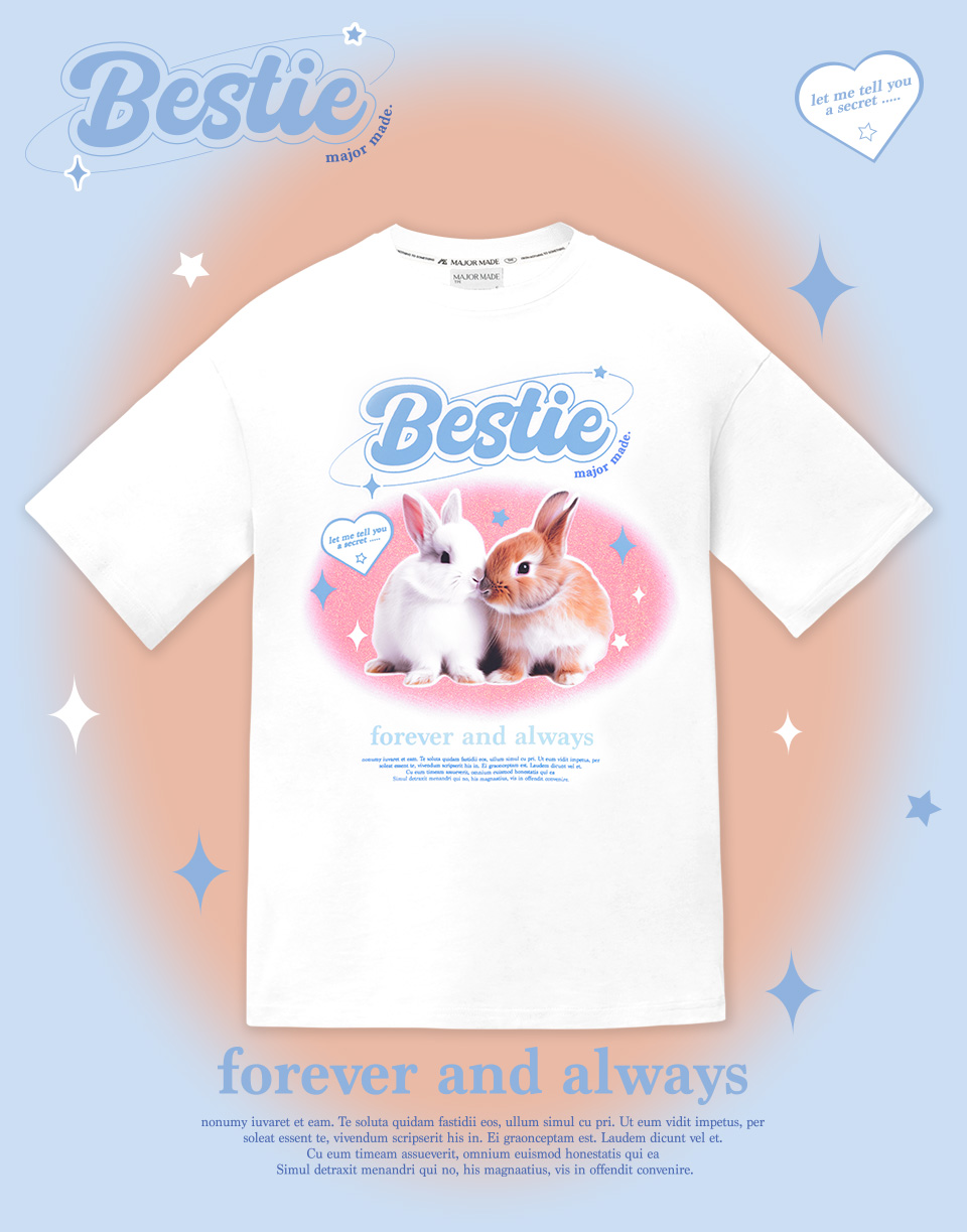 兔兔親吻亮粉短T