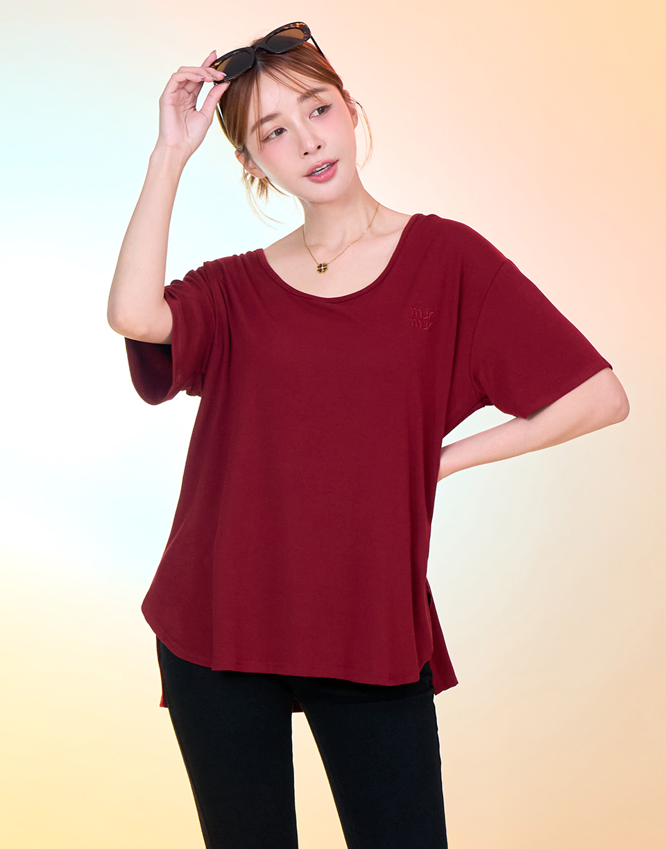 包邊大圓領彈力短T