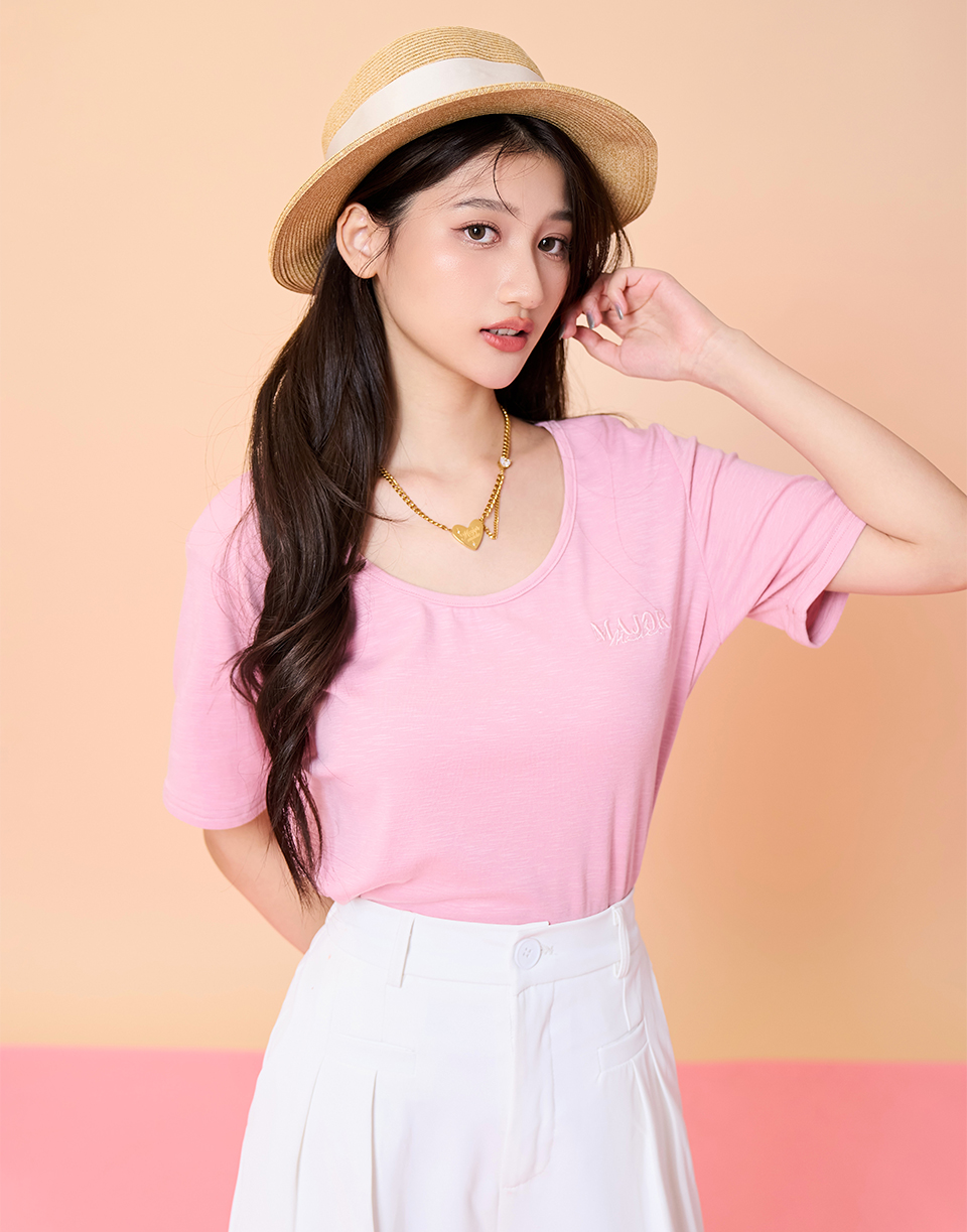 基本款竹節紋彈力短T