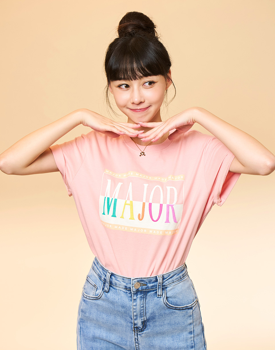 彩色水平切MAJOR短T