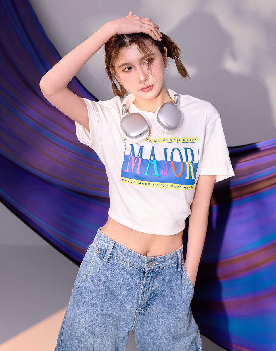 彩色水平切MAJOR短T