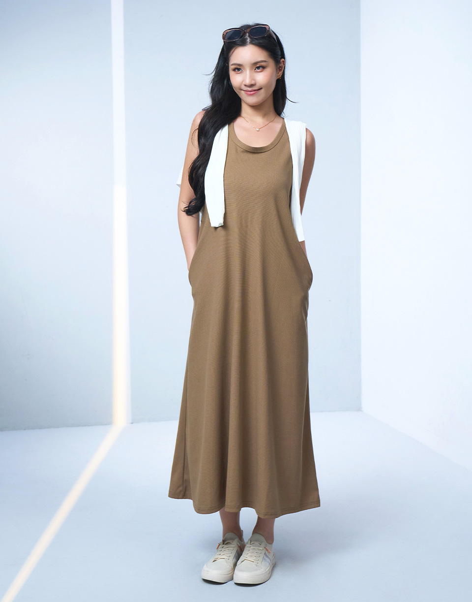 寬肩針織寬鬆洋裝