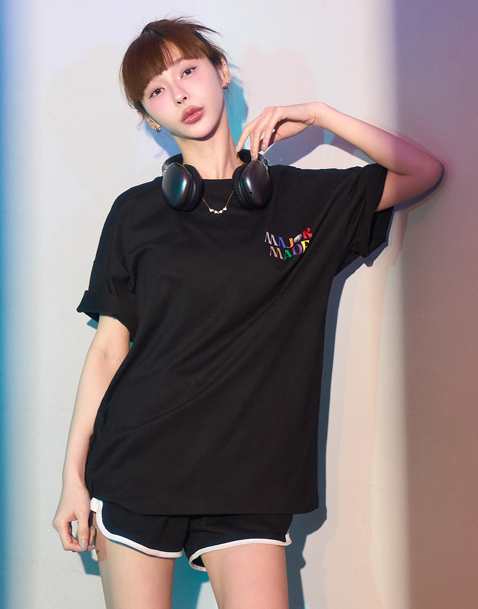 彩色文字地球短TEE