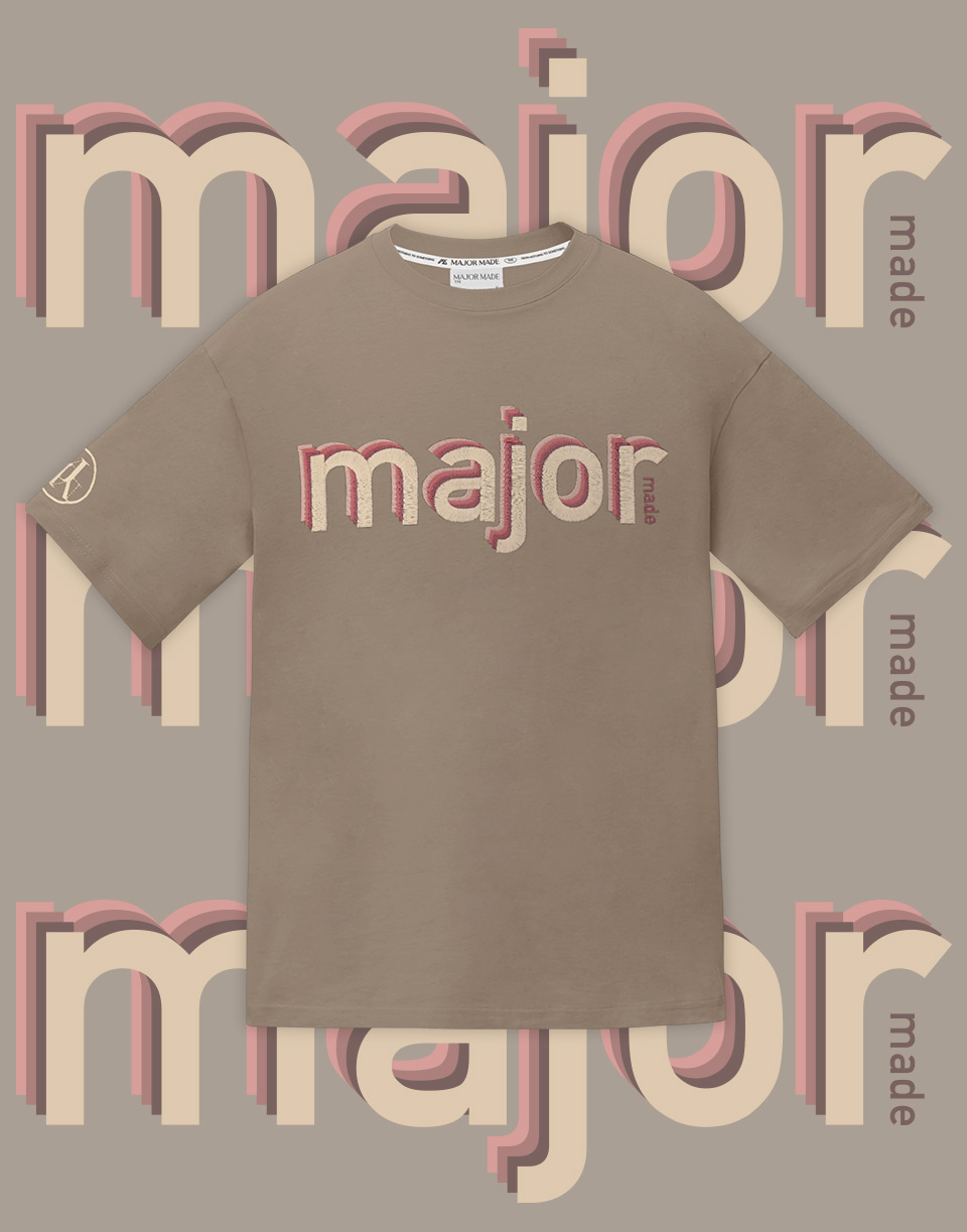 major漸層刺繡短T