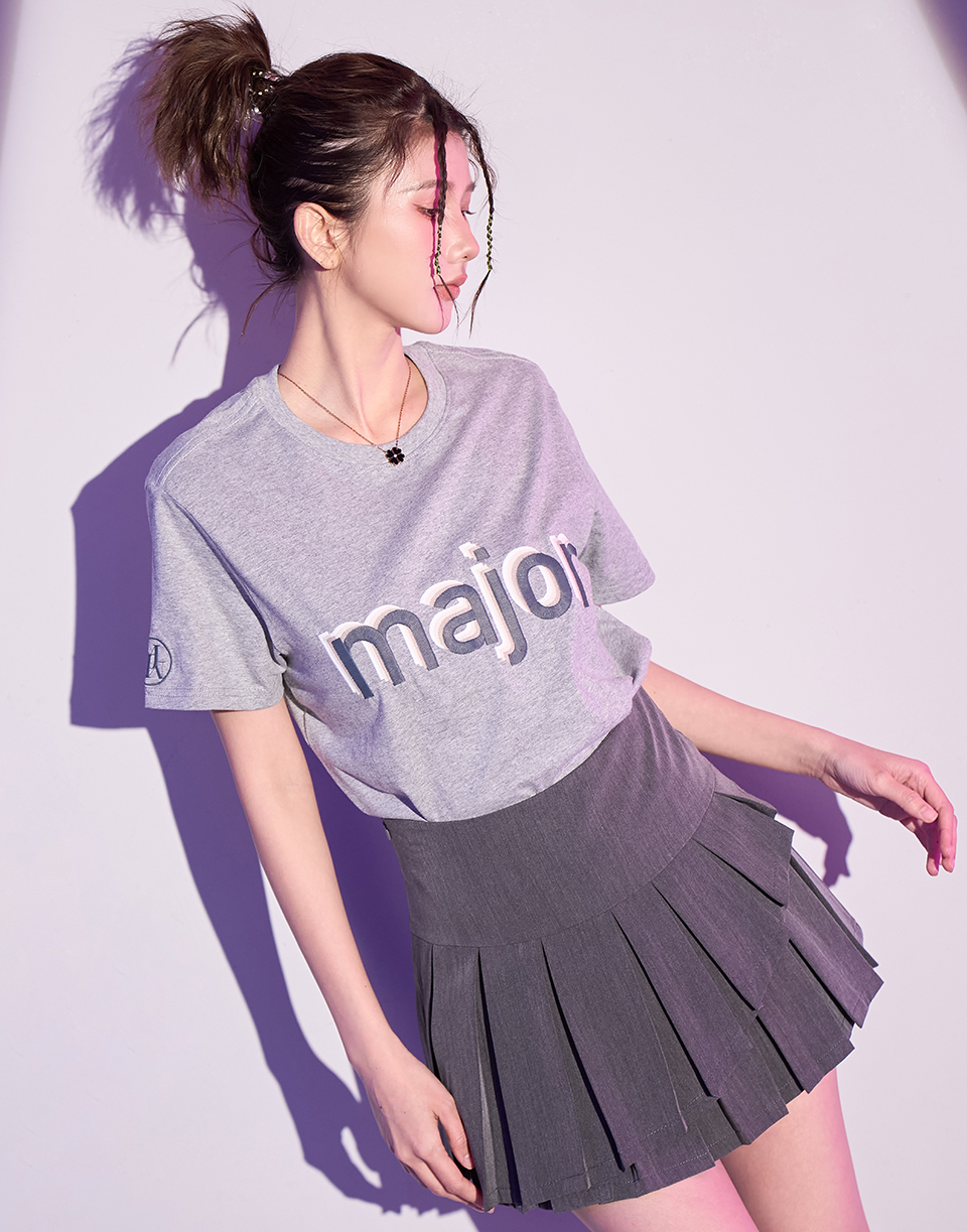 major漸層刺繡短T