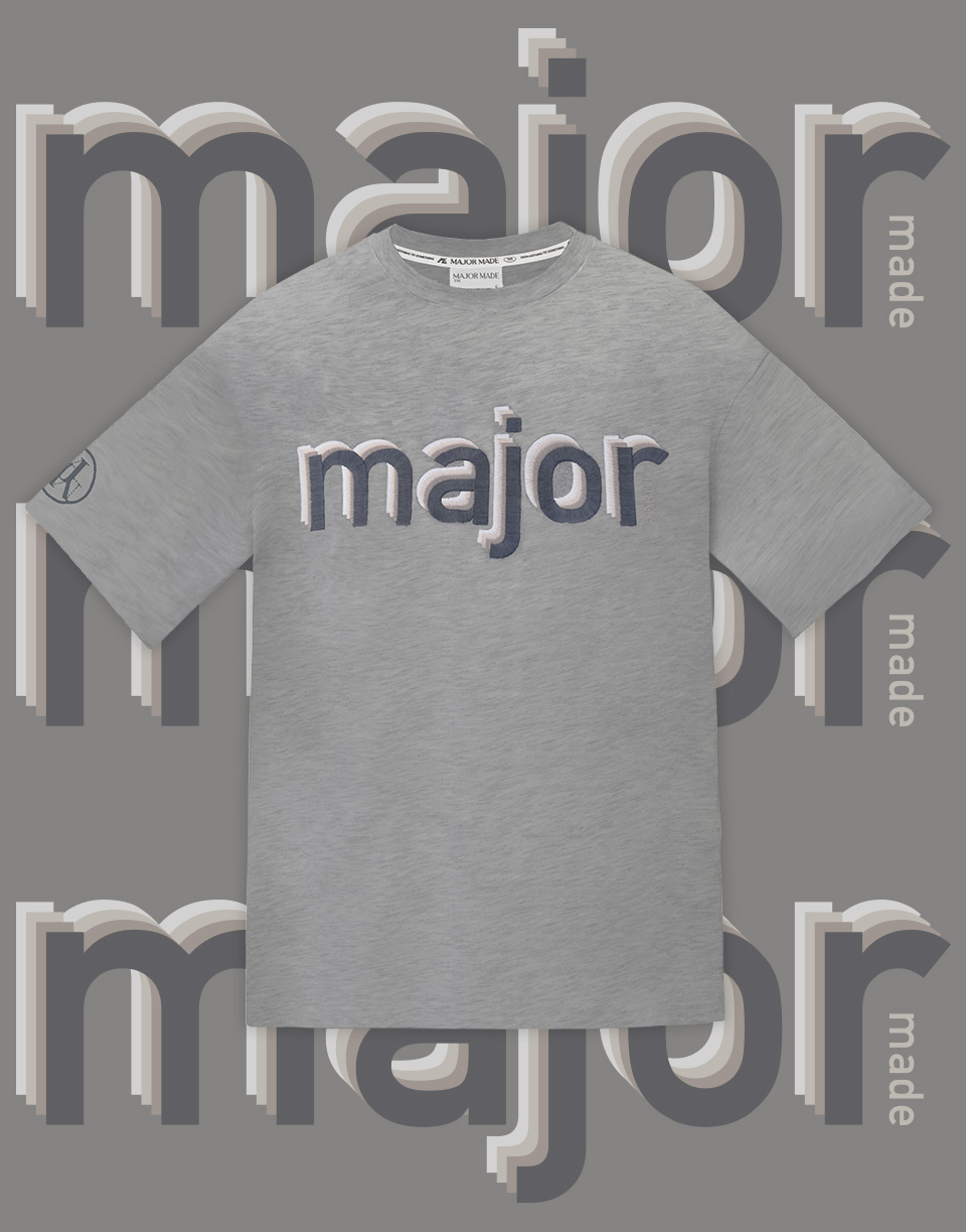 major漸層刺繡短T