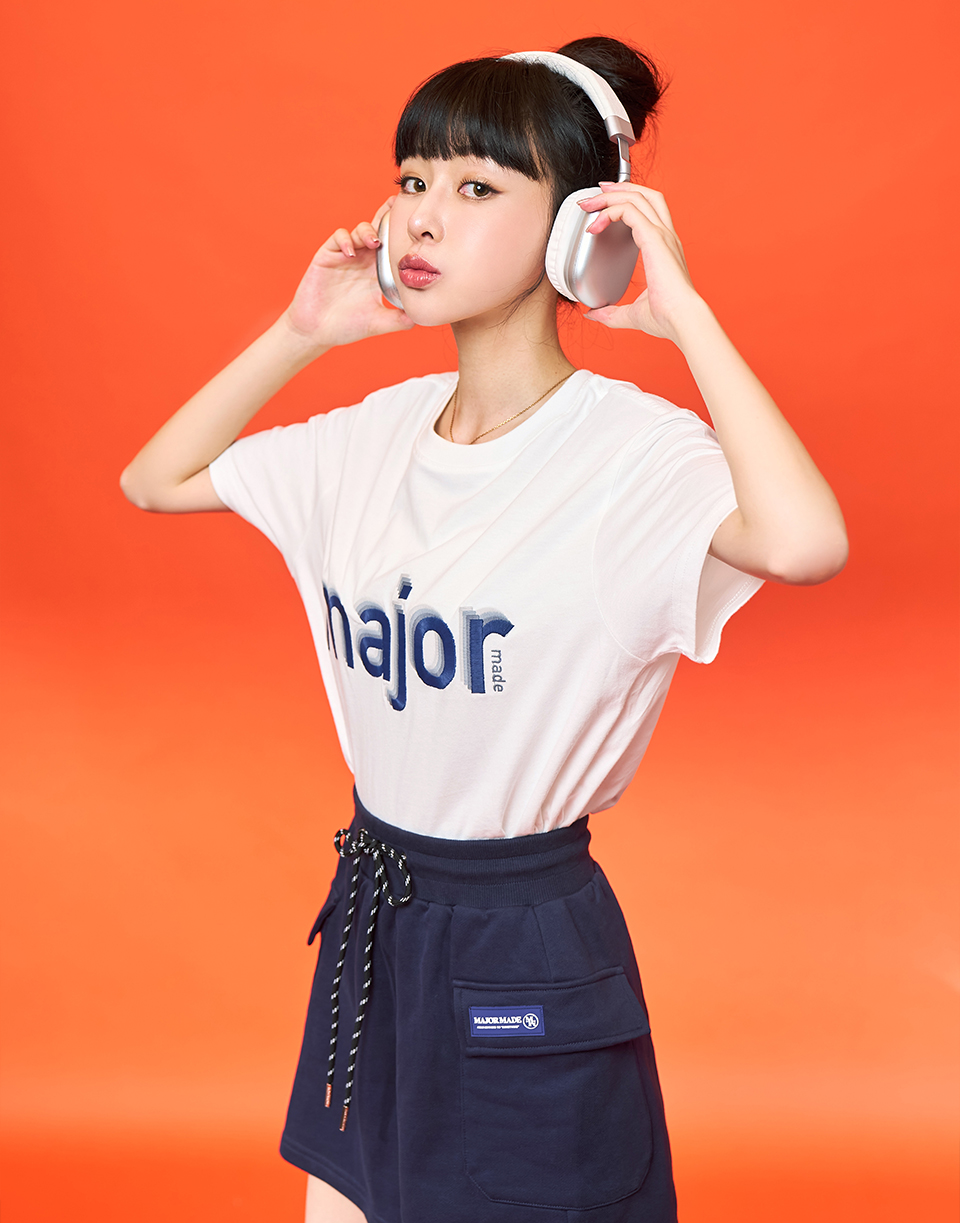 major漸層刺繡短T