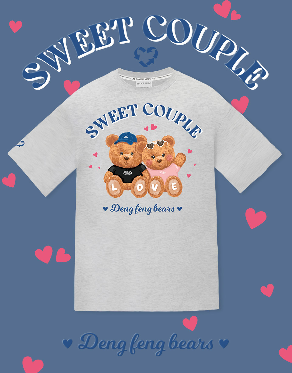 登峰情侶熊泡泡膠短T