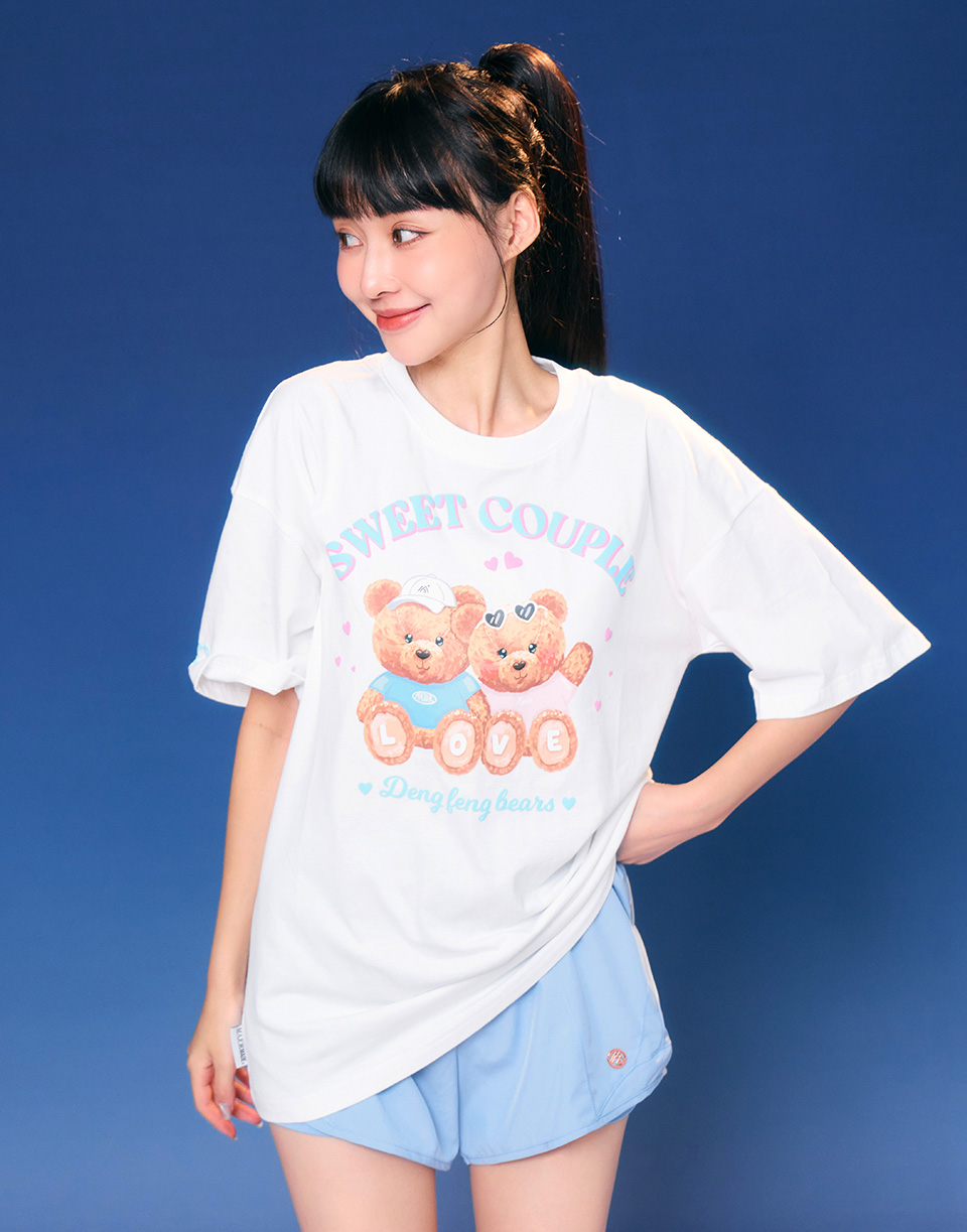 登峰情侶熊泡泡膠短T