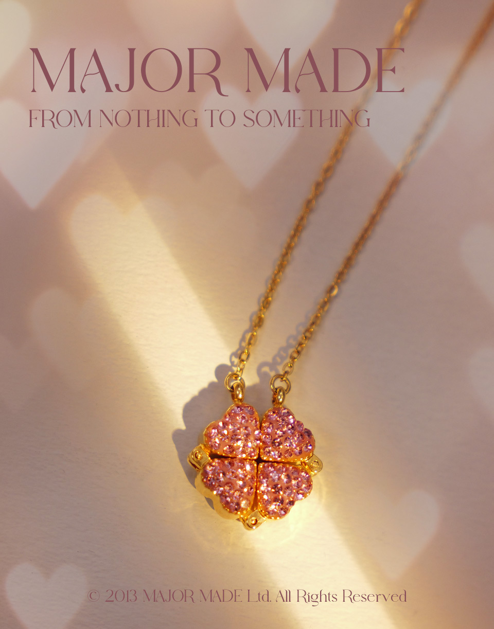 質感愛心幸運水鑽鈦鋼項鍊