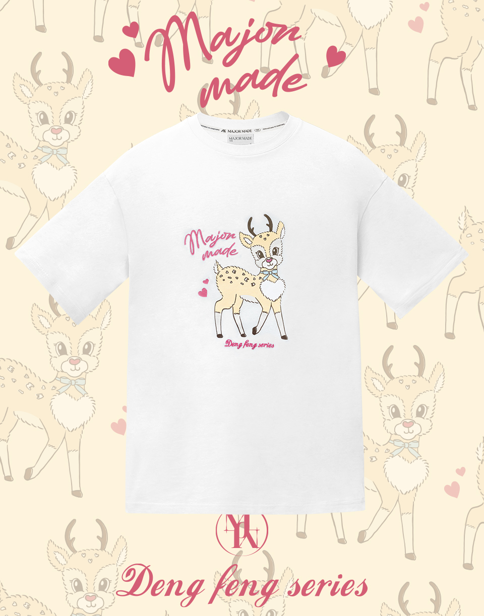 卡蜜拉小鹿刺繡棉短T