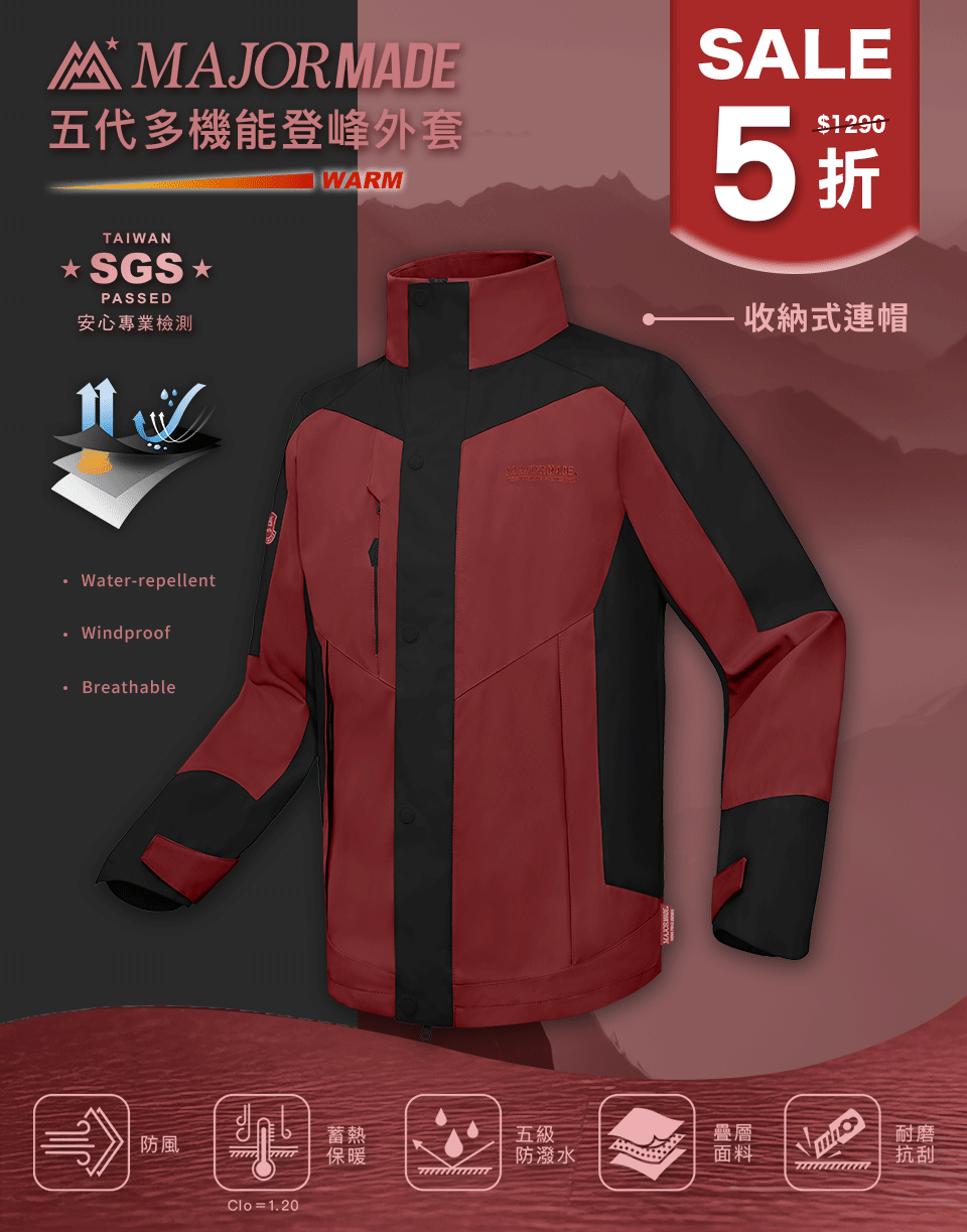 五代多機能登峰外套-拼接/印花款