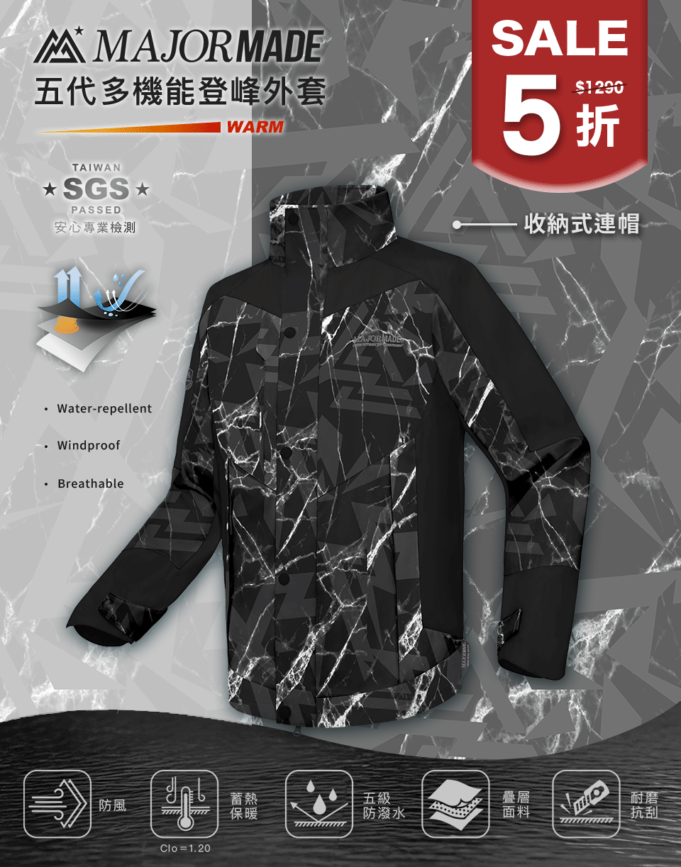 五代多機能登峰外套-拼接/印花款