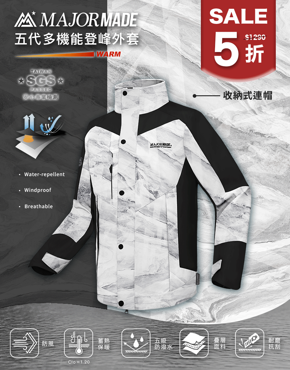 五代多機能登峰外套-拼接/印花款