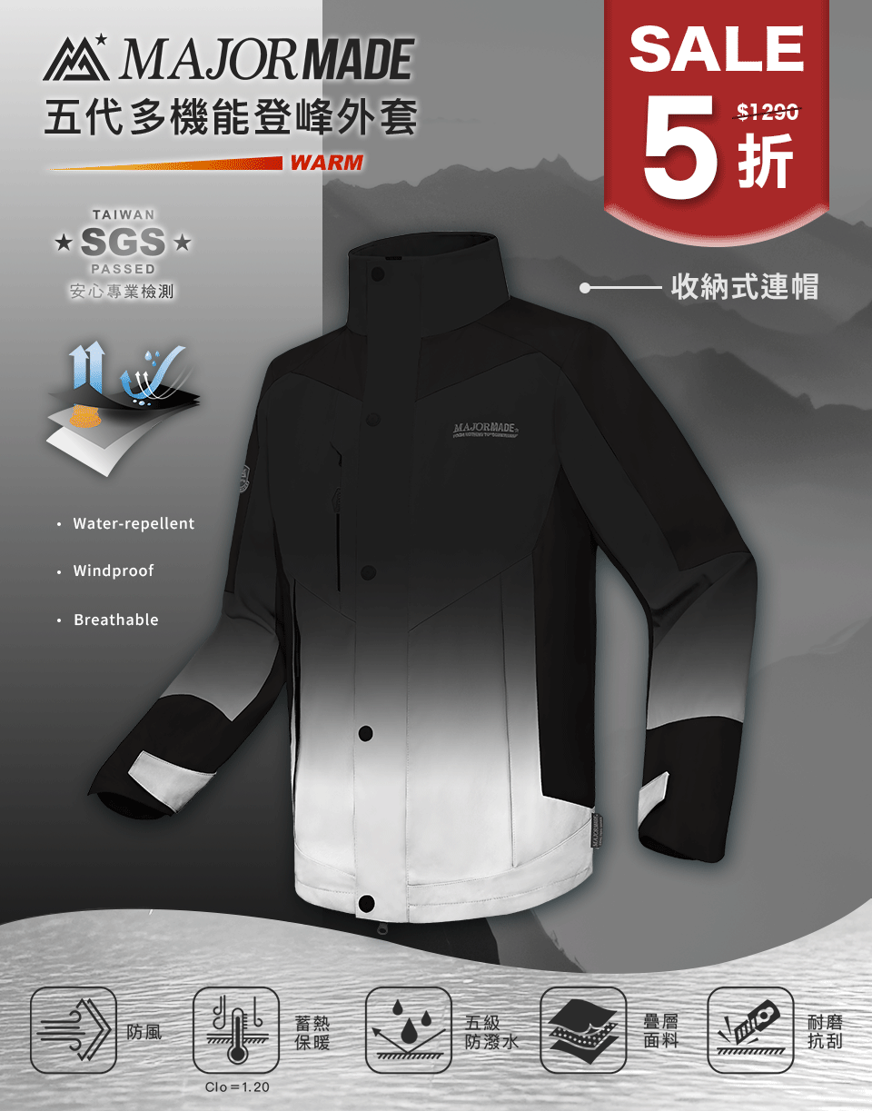 五代多機能登峰外套-拼接/印花款