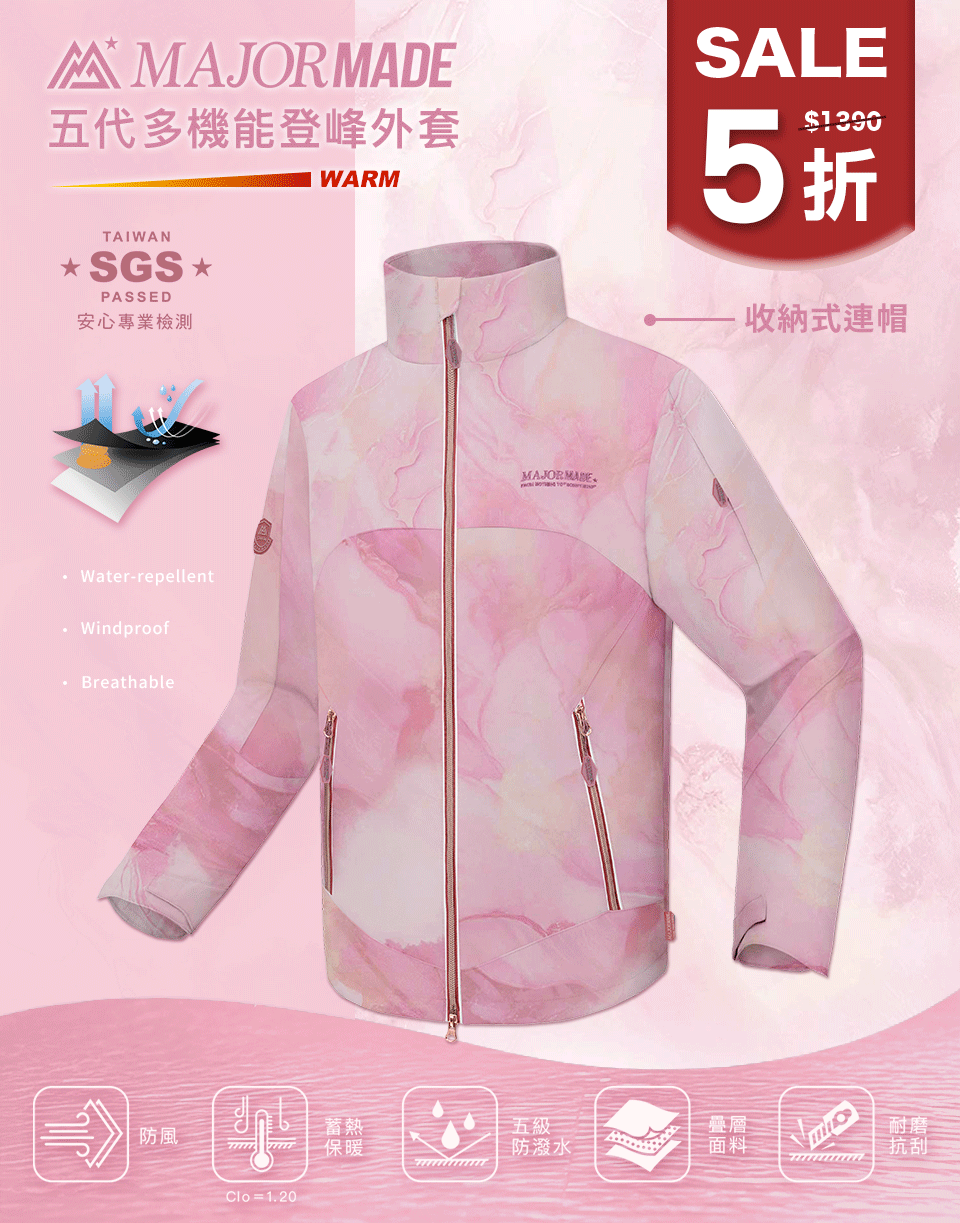 五代多機能登峰外套-拼接/印花款