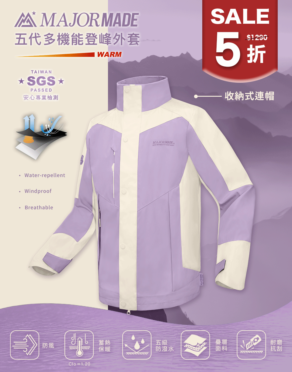 五代多機能登峰外套-拼接/印花款