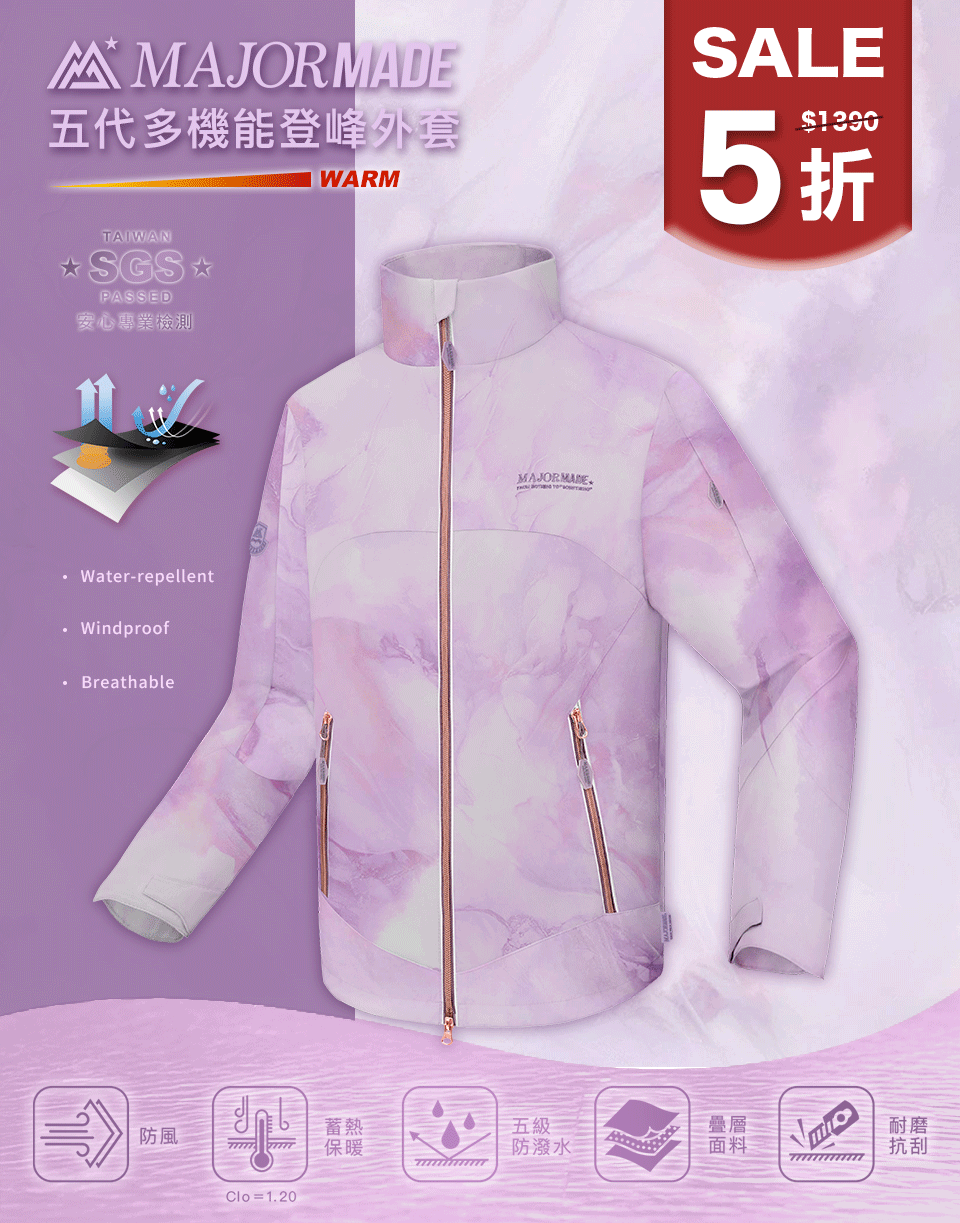 五代多機能登峰外套-拼接/印花款