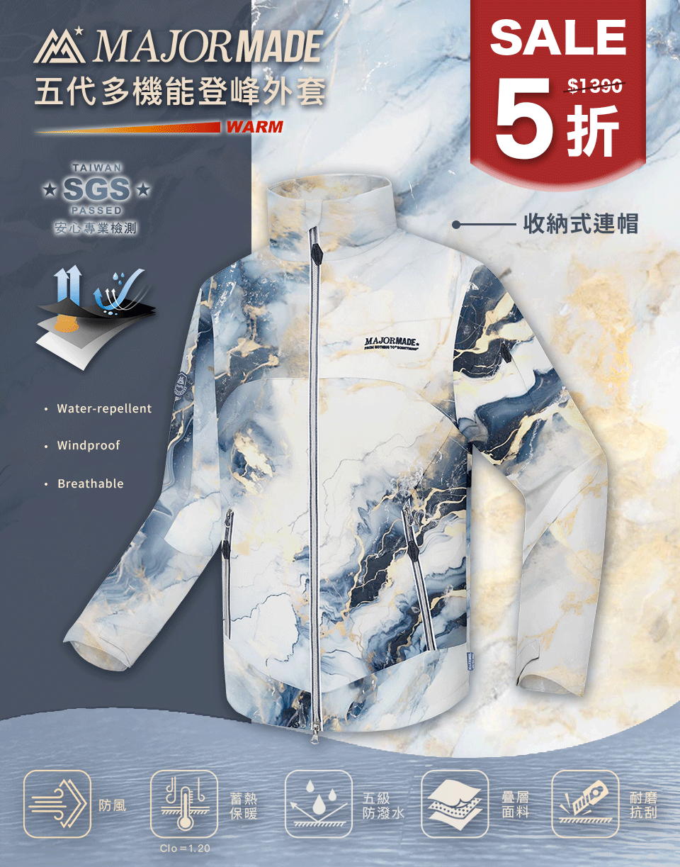 五代多機能登峰外套-拼接/印花款