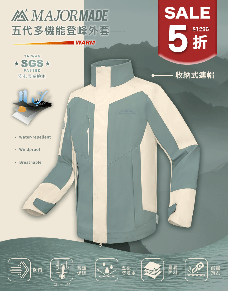 五代多機能登峰外套-拼接/印花款