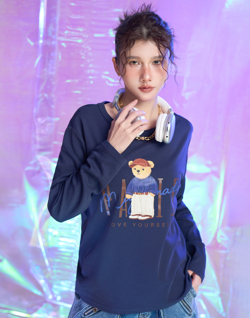 法式登峰熊字樣長TEE