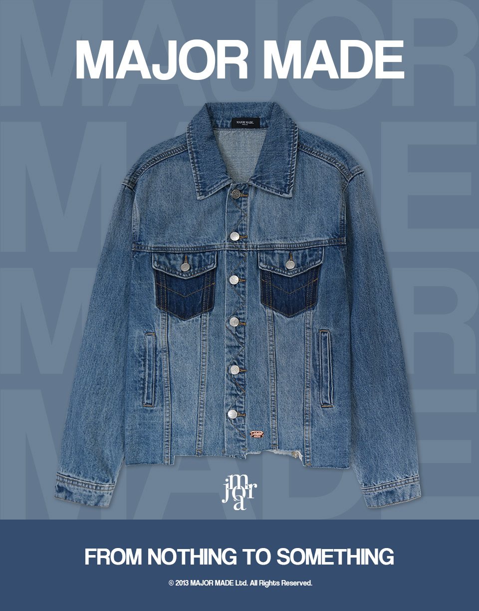 口袋撞色厚磅牛仔外套