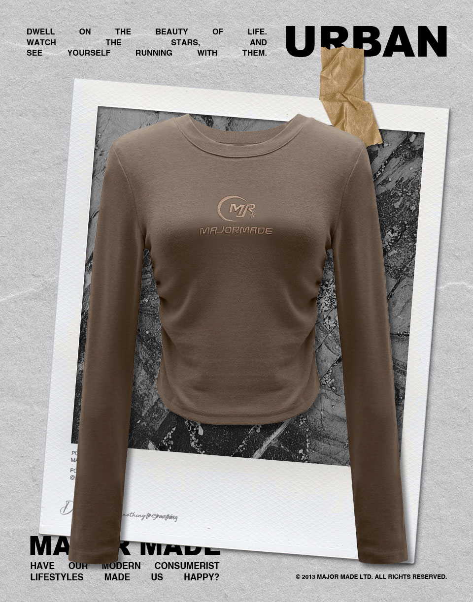 圓領修身刺繡長TEE