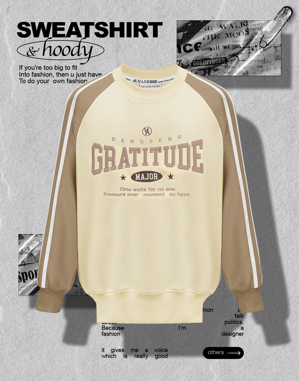 運動風文字刺繡大學T