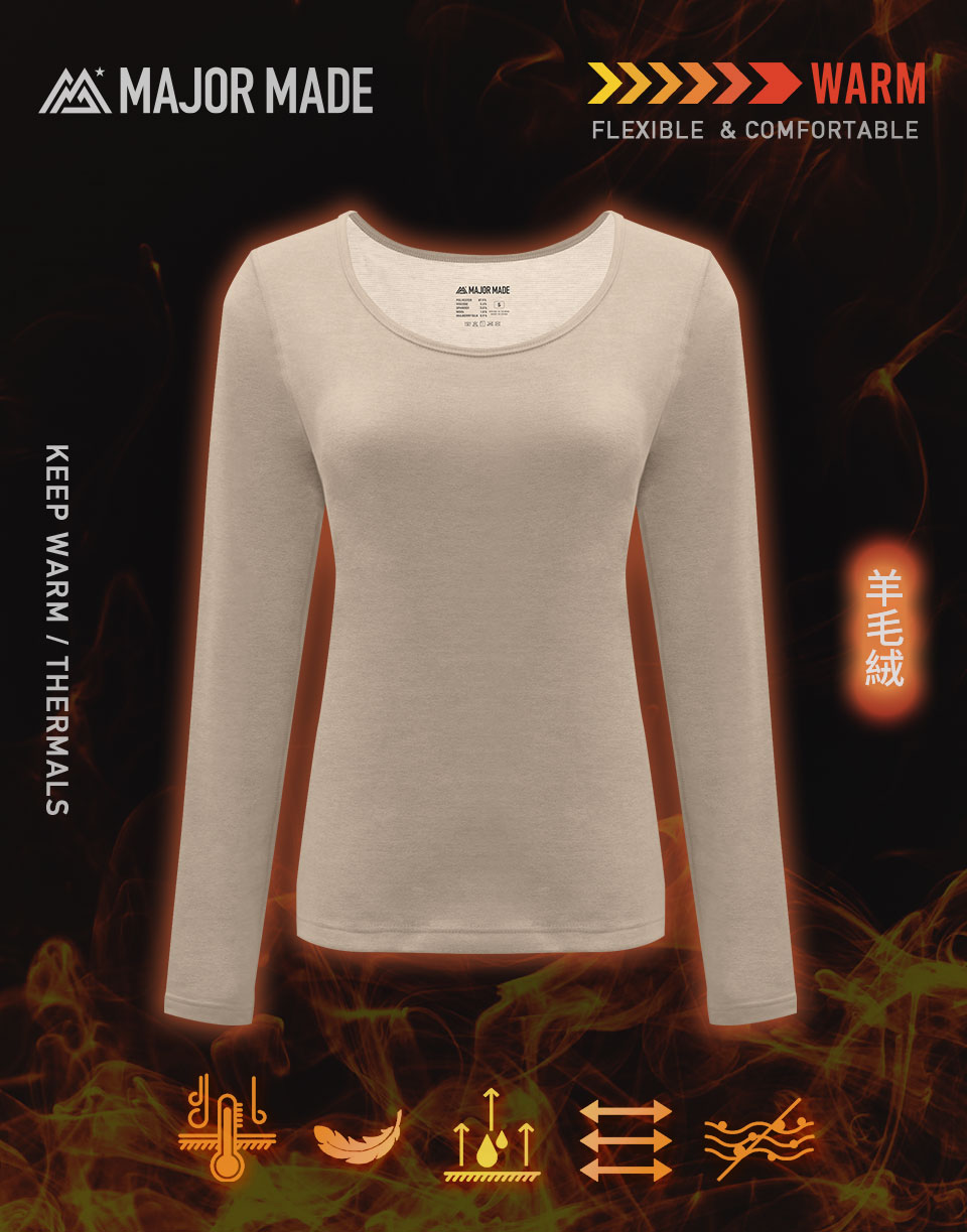 四代羊絨柔軟圓領發熱衣