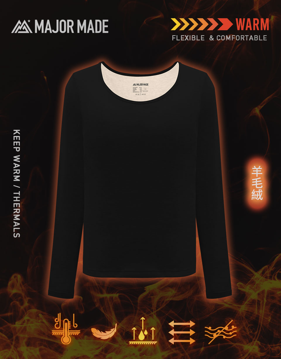 四代羊絨柔軟圓領發熱衣