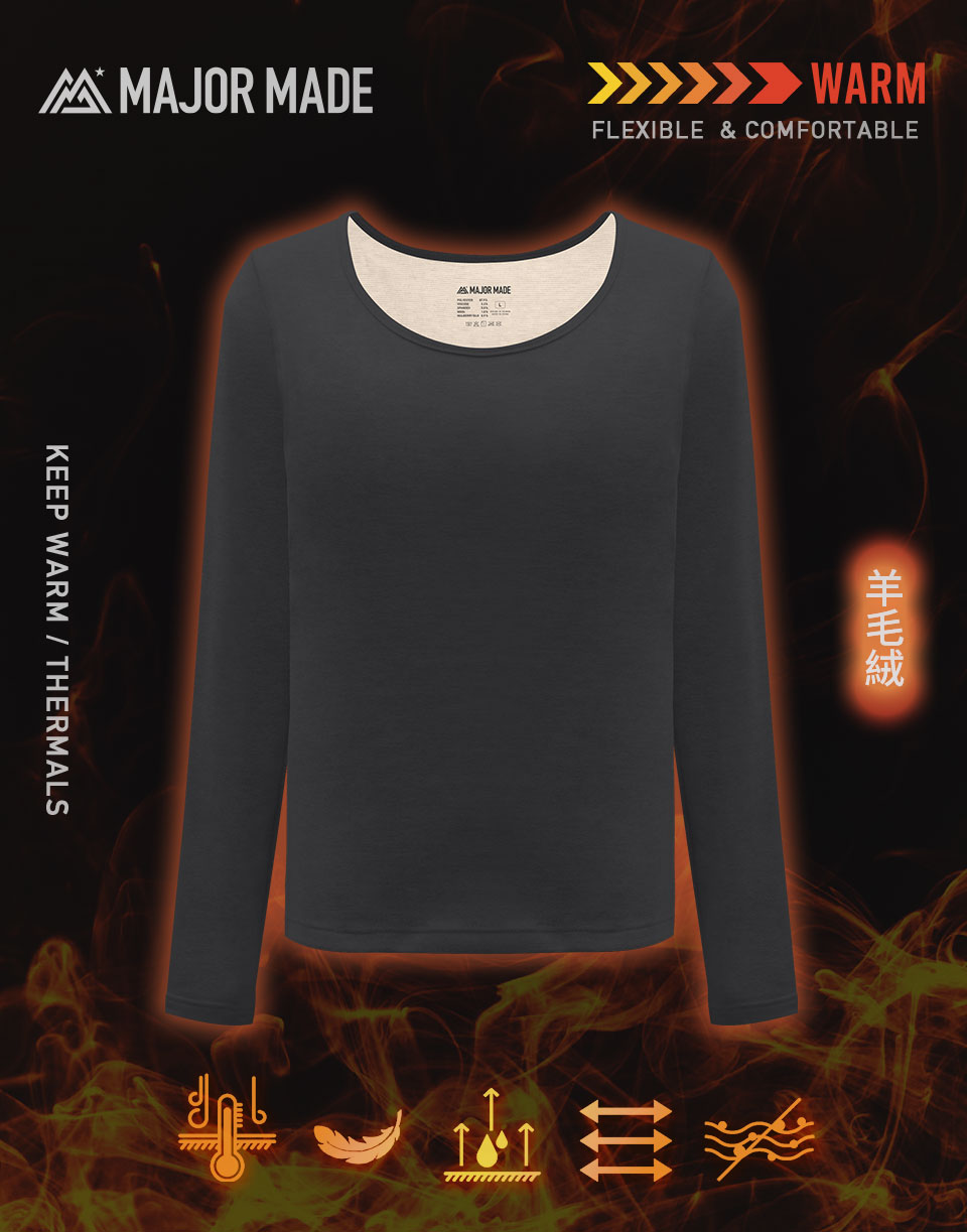 四代羊絨柔軟圓領發熱衣